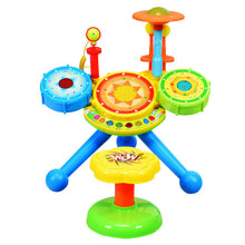 Load image into Gallery viewer, Kids Electric Jazz Drum Set with Stool Microphone & LED Light