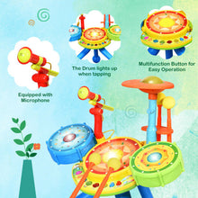 Load image into Gallery viewer, Kids Electric Jazz Drum Set with Stool Microphone & LED Light