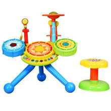 Load image into Gallery viewer, Kids Electric Jazz Drum Set with Stool Microphone & LED Light