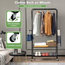 Load image into Gallery viewer, Heavy Duty Clothes Rack on Wheels with Shelves-Black