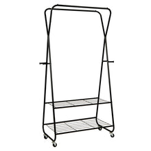 Load image into Gallery viewer, Heavy Duty Clothes Rack on Wheels with Shelves-Black