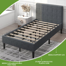 Load image into Gallery viewer, Twin Size Upholstered Platform Bed Frame with Button Tufted Headboard