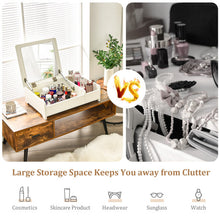 Load image into Gallery viewer, Compact Bay Window Makeup Dressing Table with Flip-Top Mirror-White