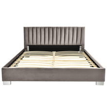 Load image into Gallery viewer, Full Tufted Upholstered Platform Bed Frame with Flannel Headboard-Light Gray
