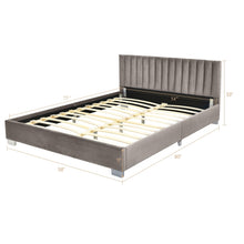 Load image into Gallery viewer, Full Tufted Upholstered Platform Bed Frame with Flannel Headboard-Light Gray