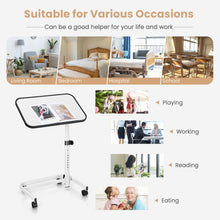 Load image into Gallery viewer, Adjustable Overbed Bedside Table with Universal Wheels