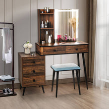 Load image into Gallery viewer, Vanity Makeup Table Set with Lighted Mirror-Brown