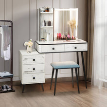 Load image into Gallery viewer, Vanity Makeup Table Set with Lighted Mirror-White
