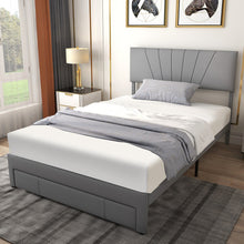 Load image into Gallery viewer, Full/Queen Size Upholstered Bed Frame with Drawer and Adjustable Headboard-Full Size