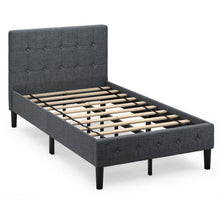 Load image into Gallery viewer, Twin Size Upholstered Platform Bed Frame with Button Tufted Headboard