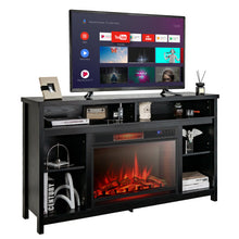 Load image into Gallery viewer, 58 Inch TV Stand Entertainment Console Center with Adjustable Open Shelves-Black
