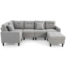 Load image into Gallery viewer, L-shaped Sectional Corner Sofa Set with Storage Ottoman-Gray