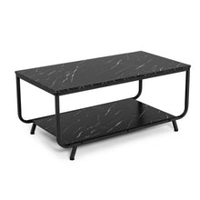 Load image into Gallery viewer, 2-Tier Modern Marble Coffee Table with Storage Shelf for Living Room-Black