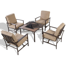 Load image into Gallery viewer, 5 pcs Patio Steel Chair/BBQ Stove Cushioned Set