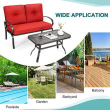 Load image into Gallery viewer, 2 Pcs Patio Outdoor Cushioned Coffee Table Seat-Red