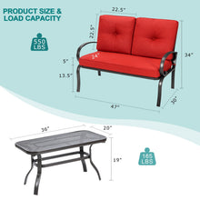 Load image into Gallery viewer, 2 Pcs Patio Outdoor Cushioned Coffee Table Seat-Red