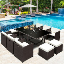 Load image into Gallery viewer, 11 pcs Wicker Rattan Patio Outdoor Dinning Cushion Seat