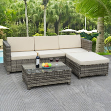 Load image into Gallery viewer, 5 pcs Outdoor Cushioned Rattan Sofa Furniture Set