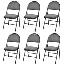 Load image into Gallery viewer, Set of 6 Folding Fabric Upholstered Metal Chairs