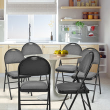 Load image into Gallery viewer, Set of 6 Folding Fabric Upholstered Metal Chairs
