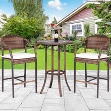 Load image into Gallery viewer, 3 pcs Outdoor Rattan Bar Stool Table Set