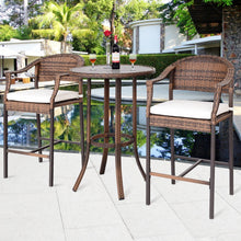 Load image into Gallery viewer, 3 pcs Outdoor Rattan Bar Stool Table Set