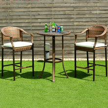 Load image into Gallery viewer, 3 pcs Outdoor Rattan Bar Stool Table Set