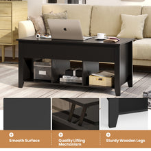 Load image into Gallery viewer, Lift Top Coffee Table with Storage Lower Shelf-Black