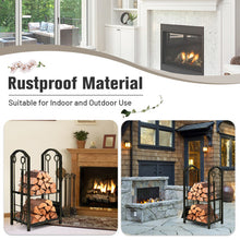 Load image into Gallery viewer, Fireplace Log Rack with 4 Pieces Fireplace Tools-Bronze