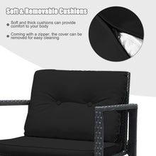 Load image into Gallery viewer, 3 Pieces Cushioned Patio Rattan Set with Rocking Chair and Table-Black