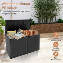 Load image into Gallery viewer, 88 Gallon Garden Patio Rattan Storage Container Box-Black