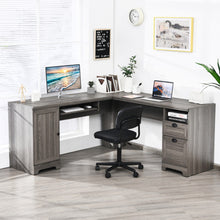Load image into Gallery viewer, 66 Inch L-Shaped Writing Study Workstation Computer Desk with Drawers-Gray