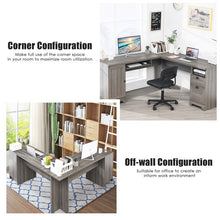Load image into Gallery viewer, 66 Inch L-Shaped Writing Study Workstation Computer Desk with Drawers-Gray