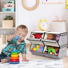 Load image into Gallery viewer, Set of 4 Storage Bins Stackable Cubes with Lid-Black