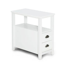 Load image into Gallery viewer, End Table Wooden with 2 Drawers and Shelf Bedside Table-White