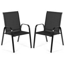Load image into Gallery viewer, 2 Pcs Patio Outdoor Dining Chair with Armrest-Black