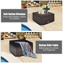 Load image into Gallery viewer, 4 Pieces Ottoman Garden Patio Rattan Wicker Furniture Set with Cushion-Black