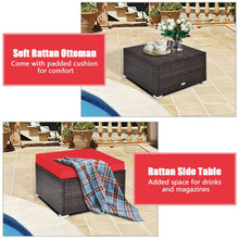 Load image into Gallery viewer, 4 Pcs Ottoman Garden Deck Patio Rattan Wicker Furniture Set Cushioned Sofa-Red