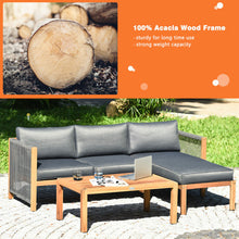 Load image into Gallery viewer, 3 Piece Patio Acacia Sofa Set with Nylon Armrest