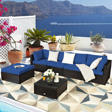 Load image into Gallery viewer, 6 Pieces Outdoor Patio Rattan Furniture Set Sofa Ottoman