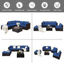 Load image into Gallery viewer, 6 Pieces Outdoor Patio Rattan Furniture Set Sofa Ottoman