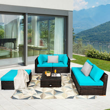Load image into Gallery viewer, 6 Pieces Outdoor Patio Rattan Furniture Set Sofa Ottoman-Turquoise