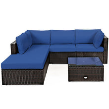 Load image into Gallery viewer, 6 Pieces Outdoor Patio Rattan Furniture Set Sofa Ottoman