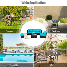 Load image into Gallery viewer, 6 Pieces Outdoor Patio Rattan Furniture Set Sofa Ottoman-Turquoise