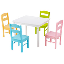 Load image into Gallery viewer, 5 pcs Kids Pine Wood Table Chair Set-Clear