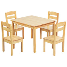 Load image into Gallery viewer, 5 pcs Kids Pine Wood Table Chair Set-Natural
