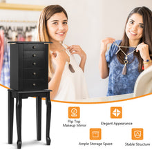 Load image into Gallery viewer, 2 Colors Armoire Storage Standing Jewelry Cabinet with Mirror-Black