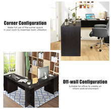 Load image into Gallery viewer, 66 Inch L-Shaped Writing Study Workstation Computer Desk with Drawers-Coffee