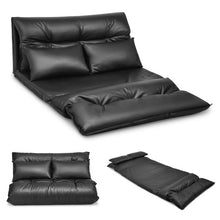 Load image into Gallery viewer, Foldable PU Leather Leisure Floor Sofa Bed w/ 2 Pillows