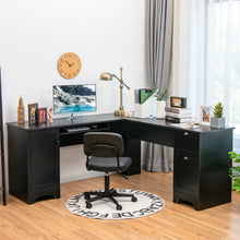 Load image into Gallery viewer, 66" x 66" L-shaped Corner Computer Desk with Drawers-Black